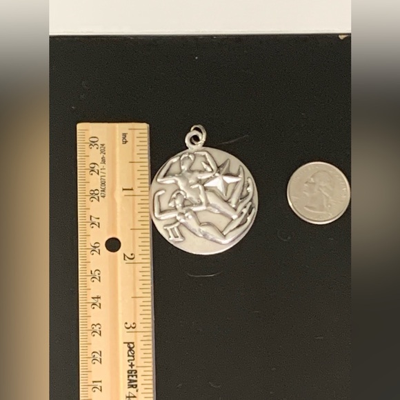 Vintage 1950s Margot De Taxco Zodiac Sterling Silver Gemini Pendant Necklace 24” - Picture 14 of 15